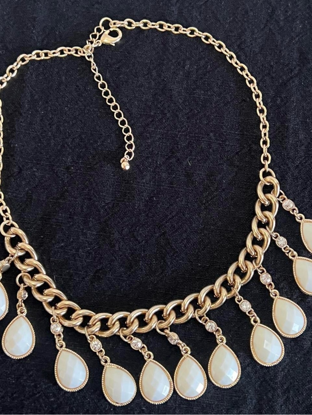 Gold-Tone Cream Teardrop Statement Necklace